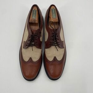 Vintage Leather Classics Spectator Shoes Men's 12 B Brown Leather Canvas Wingtip